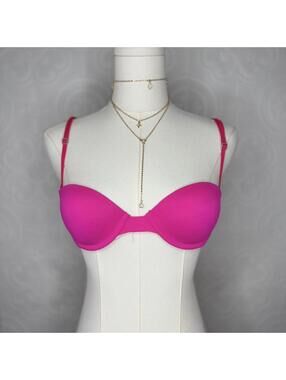 Love Pink Victoria's Secret Hot Pink Multi-way Adjustable Demi Bra Size 32B
